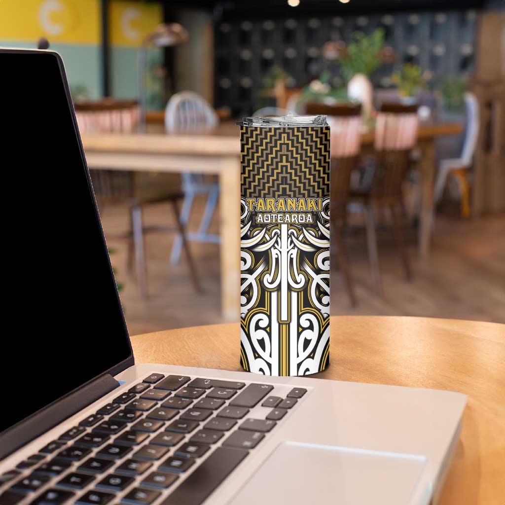 Custom Aotearoa Taranaki Skinny Tumbler Maori Tribal Pattern Mix Poutama
