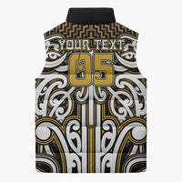 Custom Aotearoa Taranaki Sleeveless Puffer Jacket Maori Tribal Pattern Mix Poutama