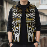 Custom Aotearoa Taranaki Sleeveless Puffer Jacket Maori Tribal Pattern Mix Poutama