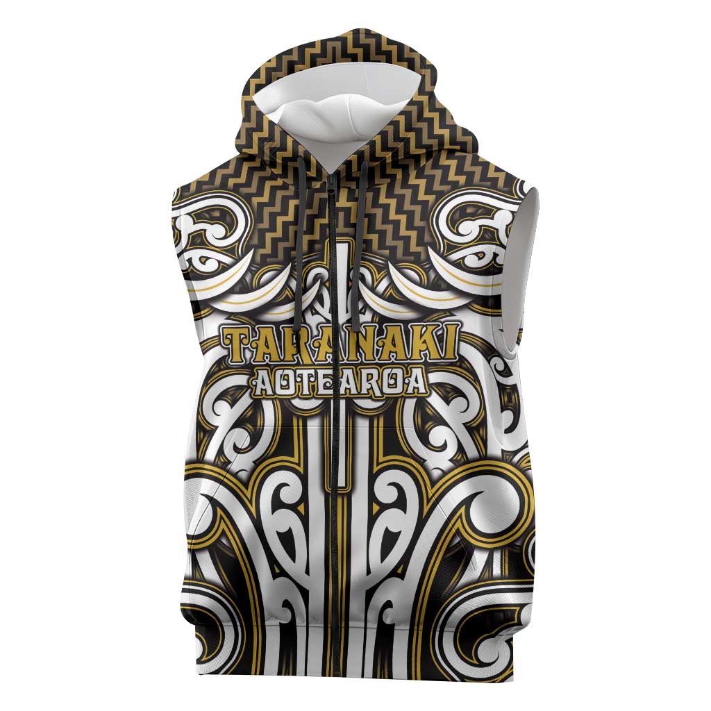 Custom Aotearoa Taranaki Sleeveless Zip Hoodie Maori Tribal Pattern Mix Poutama LT05 Yellow - Polynesian Pride