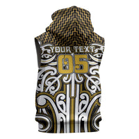 Custom Aotearoa Taranaki Sleeveless Zip Hoodie Maori Tribal Pattern Mix Poutama LT05 - Polynesian Pride