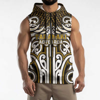 Custom Aotearoa Taranaki Sleeveless Zip Hoodie Maori Tribal Pattern Mix Poutama LT05 - Polynesian Pride