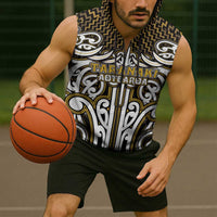 Custom Aotearoa Taranaki Sleeveless Zip Hoodie Maori Tribal Pattern Mix Poutama LT05 - Polynesian Pride