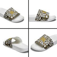 Custom Aotearoa Taranaki Slide Sandals Maori Tribal Pattern Mix Poutama