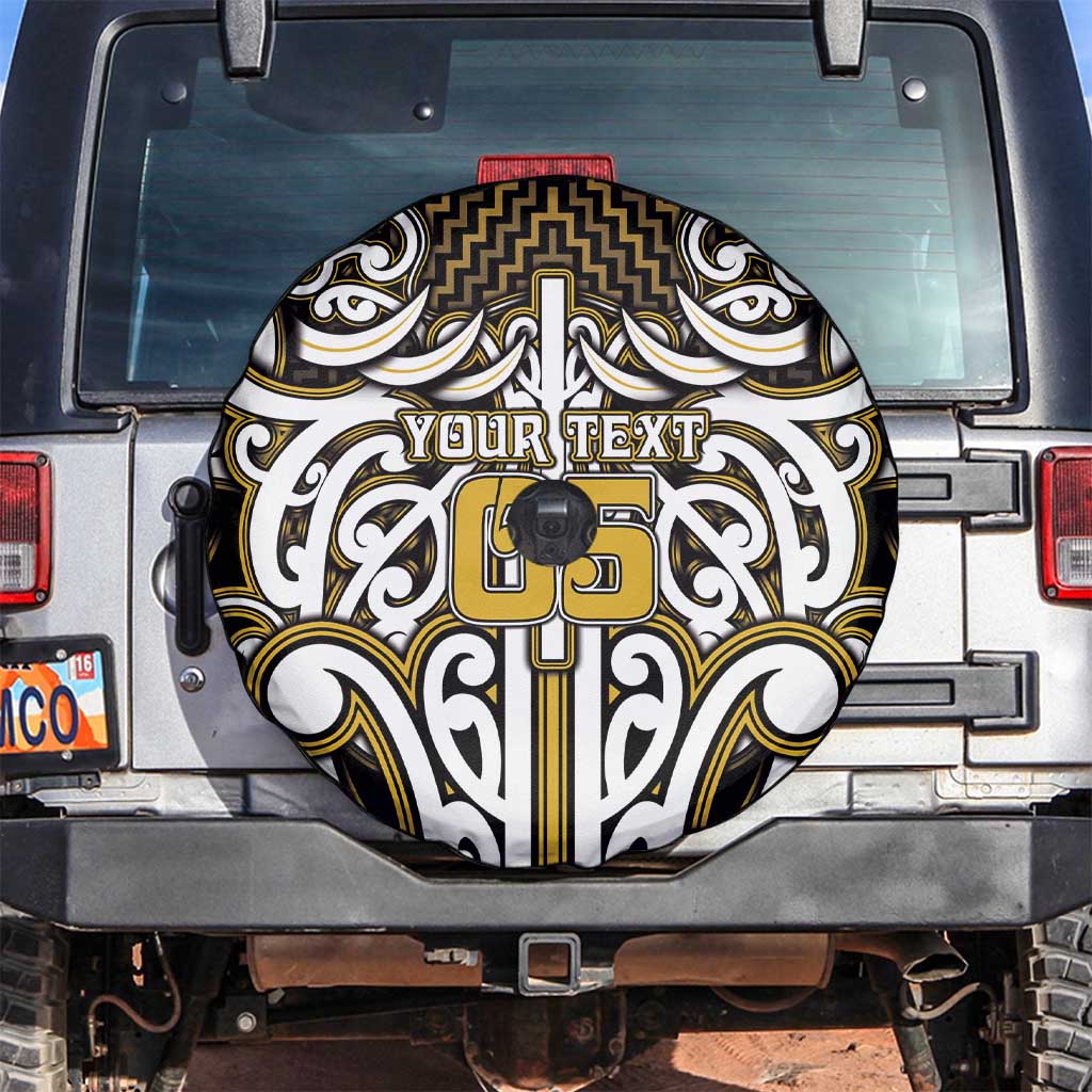 Custom Aotearoa Taranaki Spare Tire Cover Maori Tribal Pattern Mix Poutama