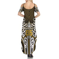 Custom Aotearoa Taranaki Summer Maxi Dress Maori Tribal Pattern Mix Poutama LT05 - Polynesian Pride