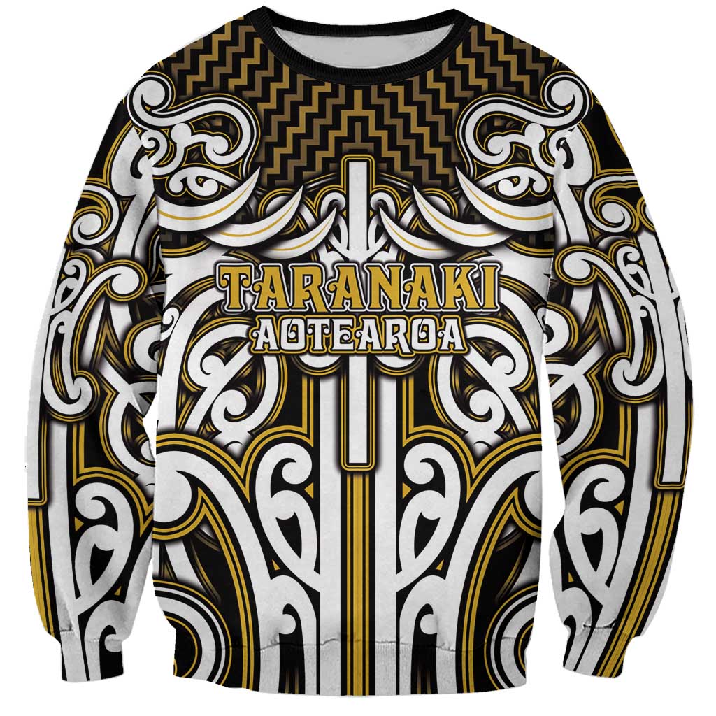 Custom Aotearoa Taranaki Sweatshirt Maori Tribal Pattern Mix Poutama