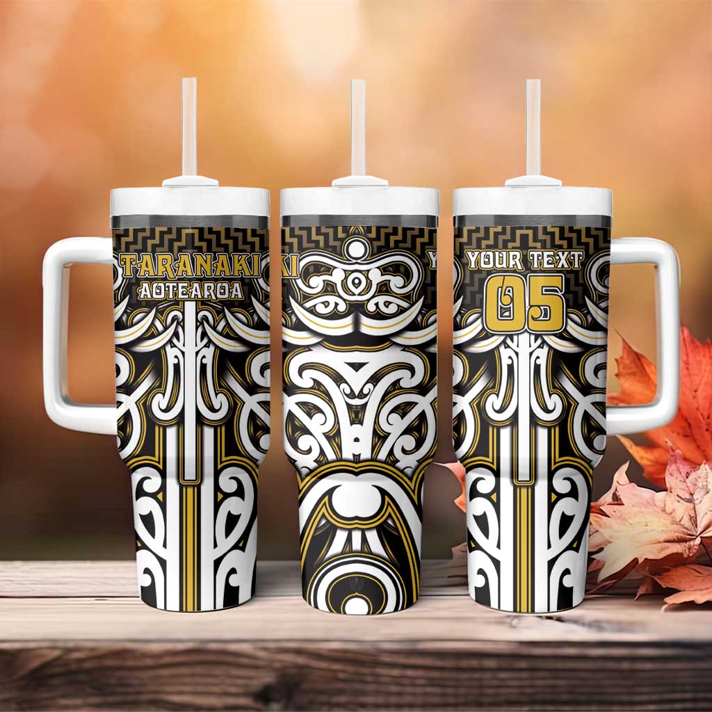 Custom Aotearoa Taranaki Tumbler With Handle Maori Tribal Pattern Mix Poutama