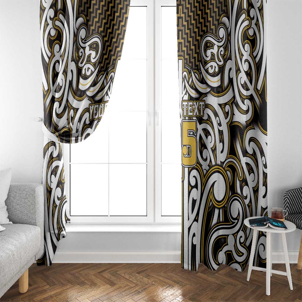 Custom Aotearoa Taranaki Window Curtain Maori Tribal Pattern Mix Poutama LT05 - Polynesian Pride