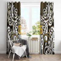 Custom Aotearoa Taranaki Window Curtain Maori Tribal Pattern Mix Poutama LT05 - Polynesian Pride