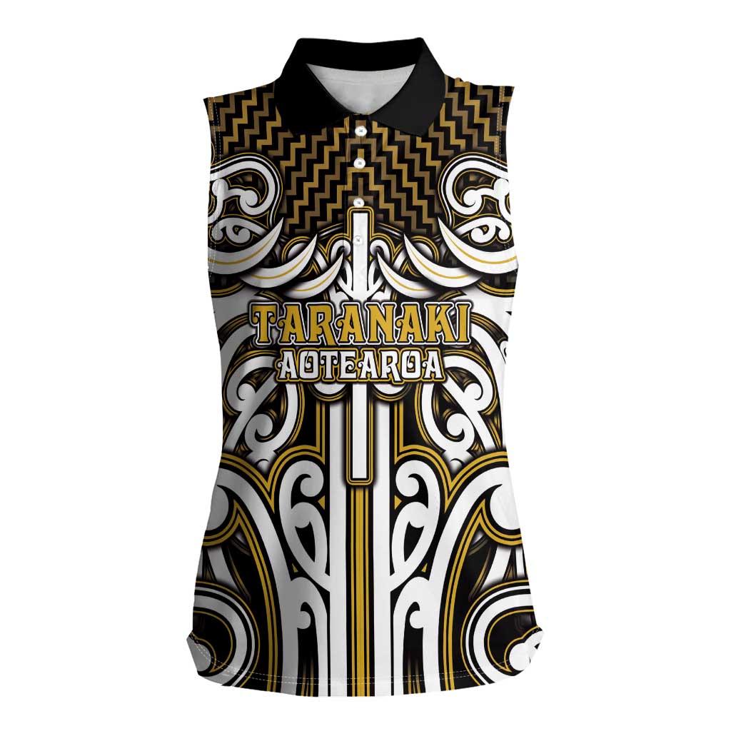 Custom Aotearoa Taranaki Women Sleeveless Polo Shirt Maori Tribal Pattern Mix Poutama
