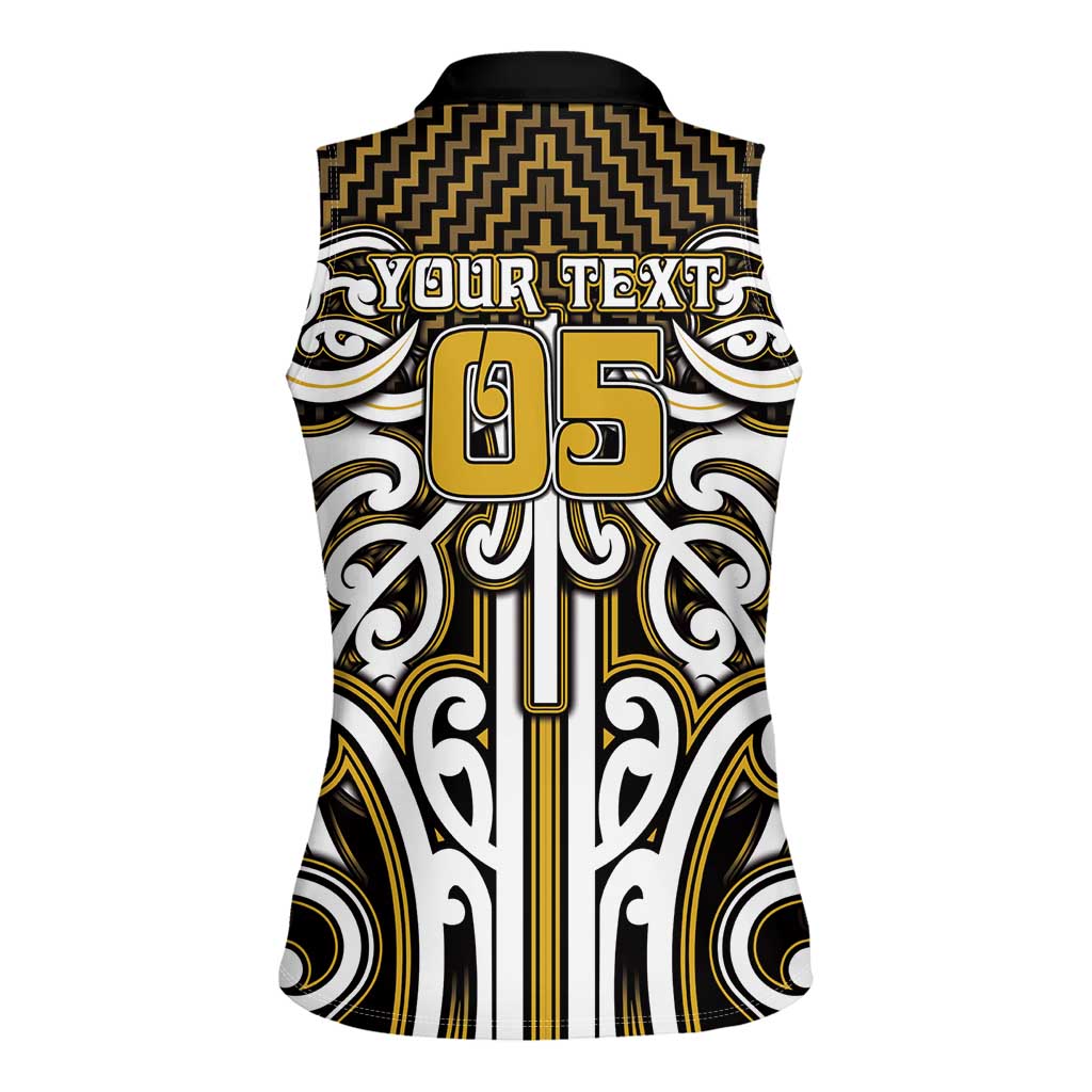 Custom Aotearoa Taranaki Women Sleeveless Polo Shirt Maori Tribal Pattern Mix Poutama