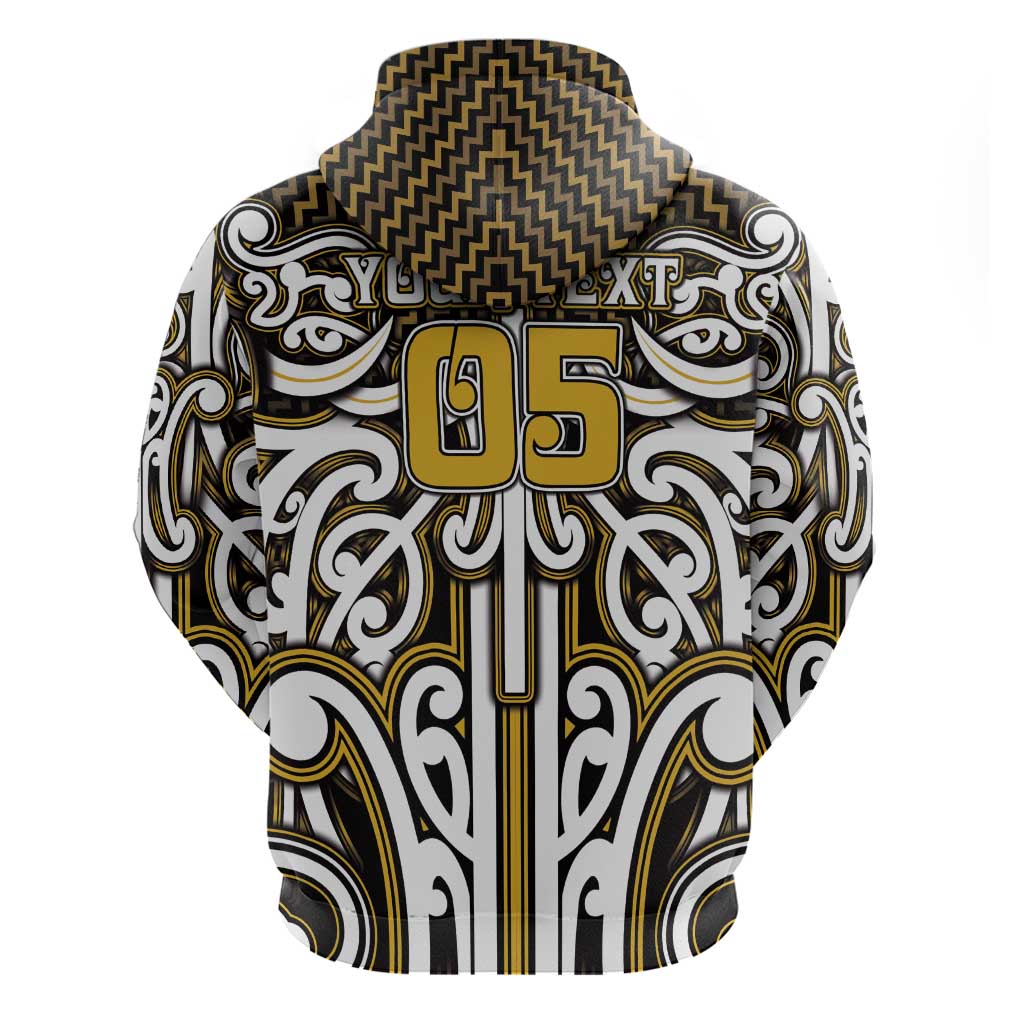 Custom Aotearoa Taranaki Zip Hoodie Maori Tribal Pattern Mix Poutama