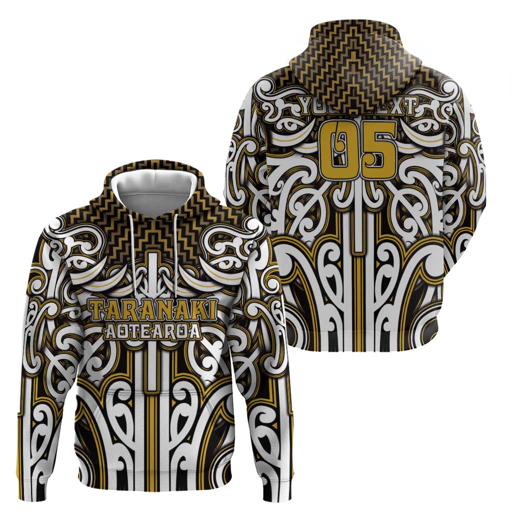 Custom Aotearoa Taranaki Zip Hoodie Maori Tribal Pattern Mix Poutama