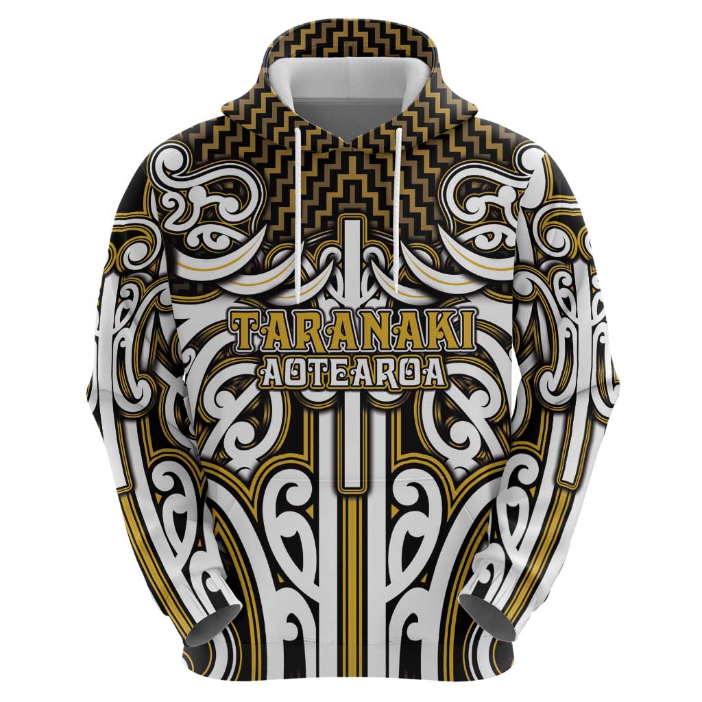 Custom Aotearoa Taranaki Zip Hoodie Maori Tribal Pattern Mix Poutama