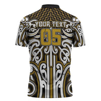 Custom Aotearoa Taranaki Zipper Polo Shirt Maori Tribal Pattern Mix Poutama