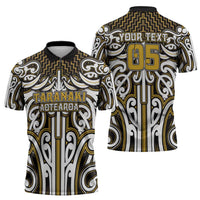 Custom Aotearoa Taranaki Zipper Polo Shirt Maori Tribal Pattern Mix Poutama