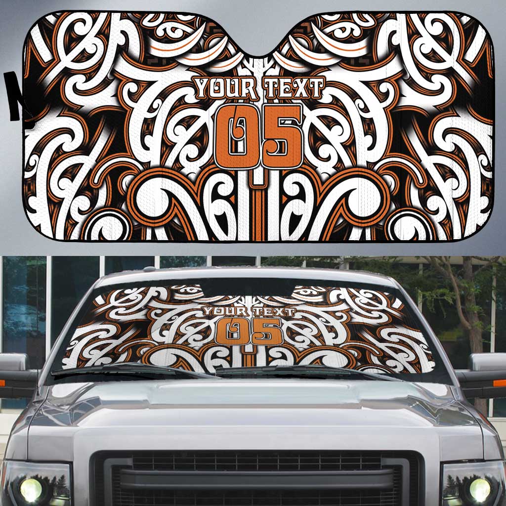 Custom Aotearoa Waikato Auto Sun Shade Maori Tribal Pattern Mix Poutama