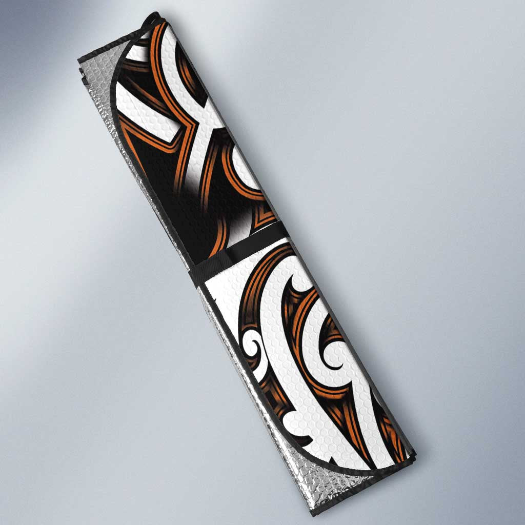 Custom Aotearoa Waikato Auto Sun Shade Maori Tribal Pattern Mix Poutama