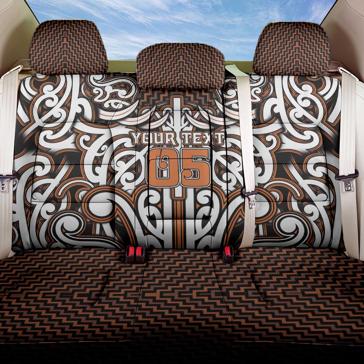 Custom Aotearoa Waikato Back Car Seat Cover Maori Tribal Pattern Mix Poutama