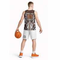 Custom Aotearoa Waikato Basketball Jersey Maori Tribal Pattern Mix Poutama