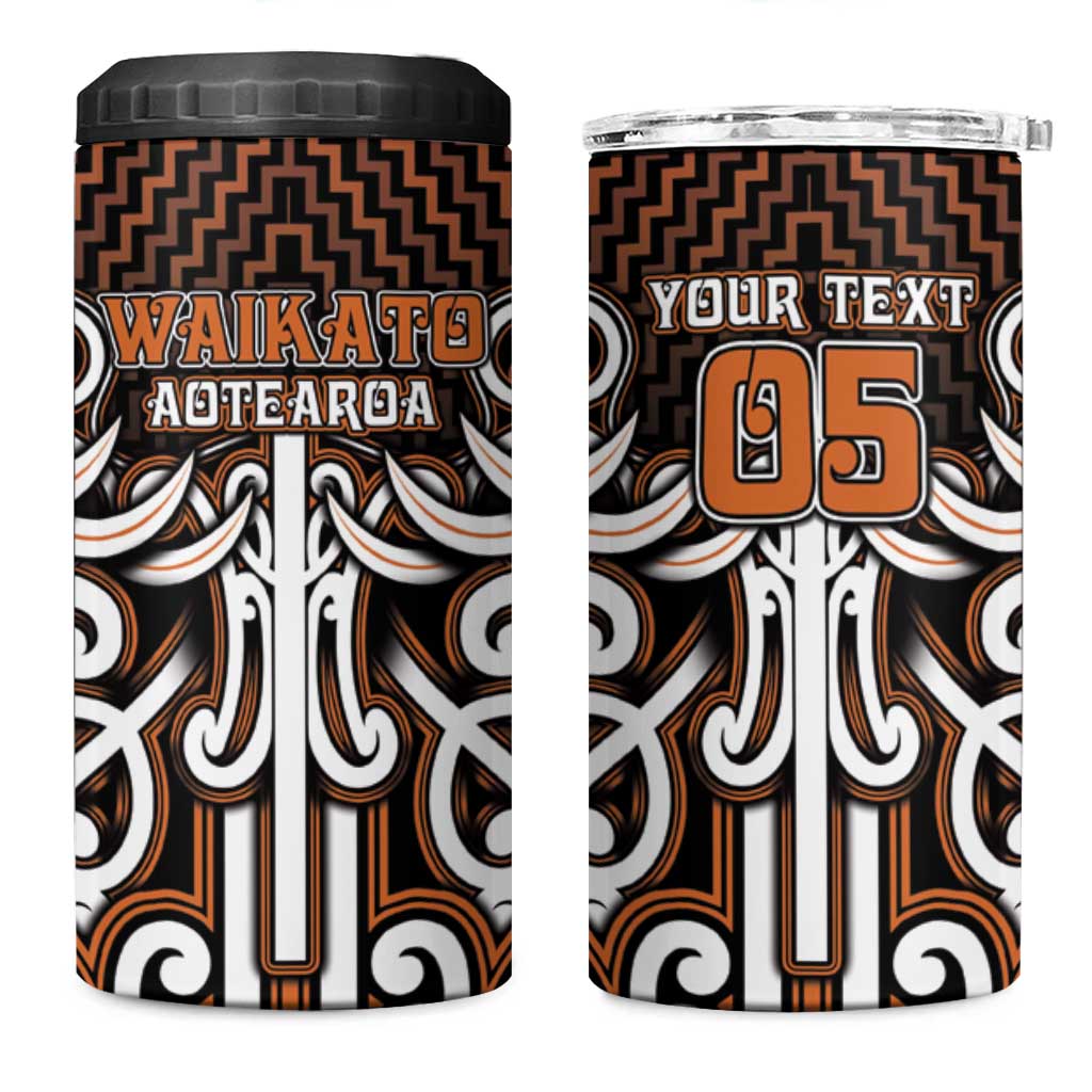 Custom Aotearoa Waikato 4 in 1 Can Cooler Tumbler Maori Tribal Pattern Mix Poutama LT05 One Size: 16 oz Orange - Polynesian Pride