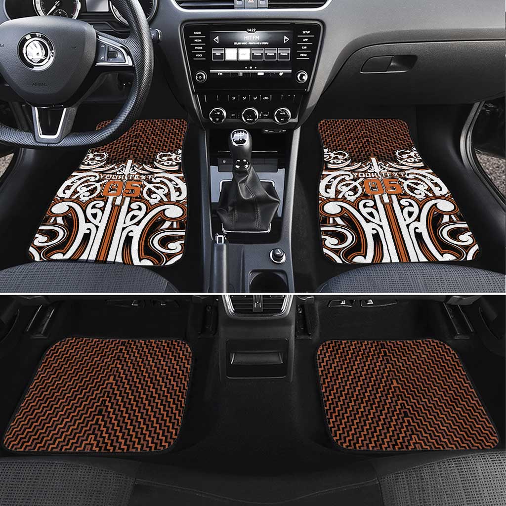 Custom Aotearoa Waikato Car Mats Maori Tribal Pattern Mix Poutama LT05 Set 4pcs Orange - Polynesian Pride