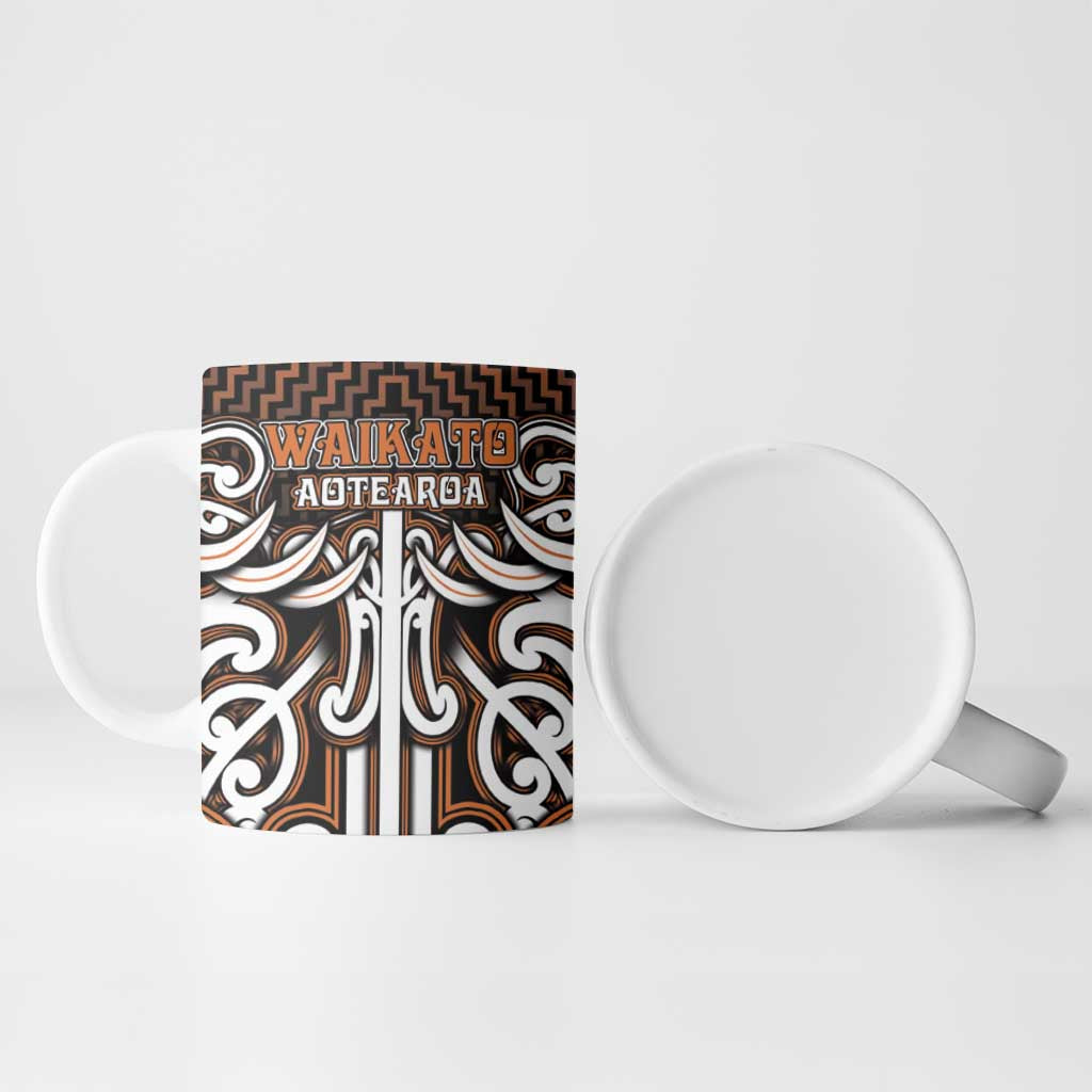 Custom Aotearoa Waikato Ceramic Mug Maori Tribal Pattern Mix Poutama