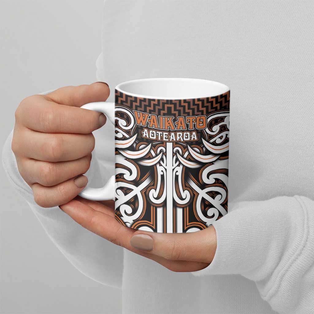 Custom Aotearoa Waikato Ceramic Mug Maori Tribal Pattern Mix Poutama