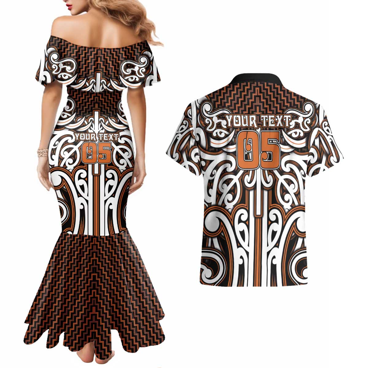 Custom Aotearoa Waikato Couples Matching Mermaid Dress and Hawaiian Shirt Maori Tribal Pattern Mix Poutama LT05 - Polynesian Pride