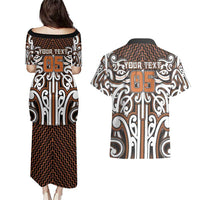 Custom Aotearoa Waikato Couples Matching Puletasi and Hawaiian Shirt Maori Tribal Pattern Mix Poutama LT05 - Polynesian Pride