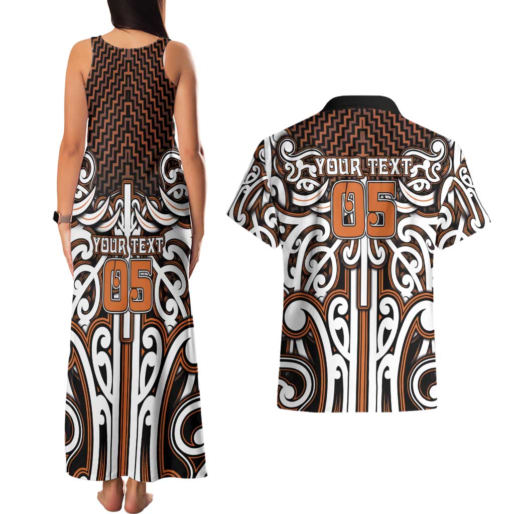 Custom Aotearoa Waikato Couples Matching Tank Maxi Dress and Hawaiian Shirt Maori Tribal Pattern Mix Poutama LT05 - Polynesian Pride