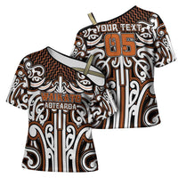 Custom Aotearoa Waikato Cross Shoulder Shirt Maori Tribal Pattern Mix Poutama