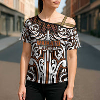 Custom Aotearoa Waikato Cross Shoulder Shirt Maori Tribal Pattern Mix Poutama