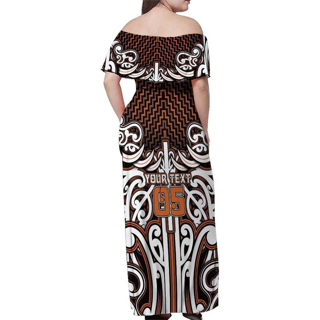 Custom Aotearoa Waikato Family Matching Off Shoulder Maxi Dress and Hawaiian Shirt Maori Tribal Pattern Mix Poutama