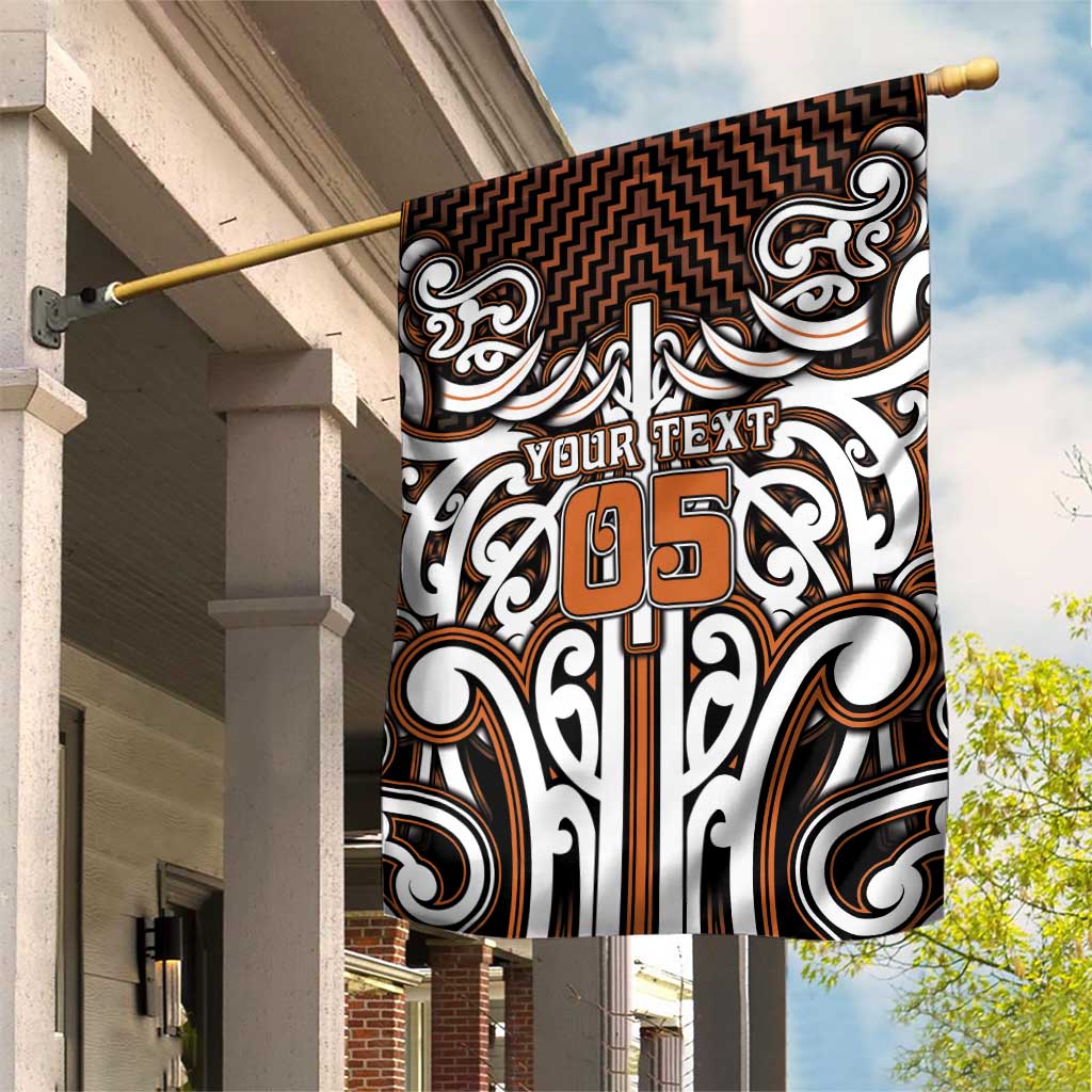 Custom Aotearoa Waikato Garden Flag Maori Tribal Pattern Mix Poutama LT05 House Flag Orange - Polynesian Pride