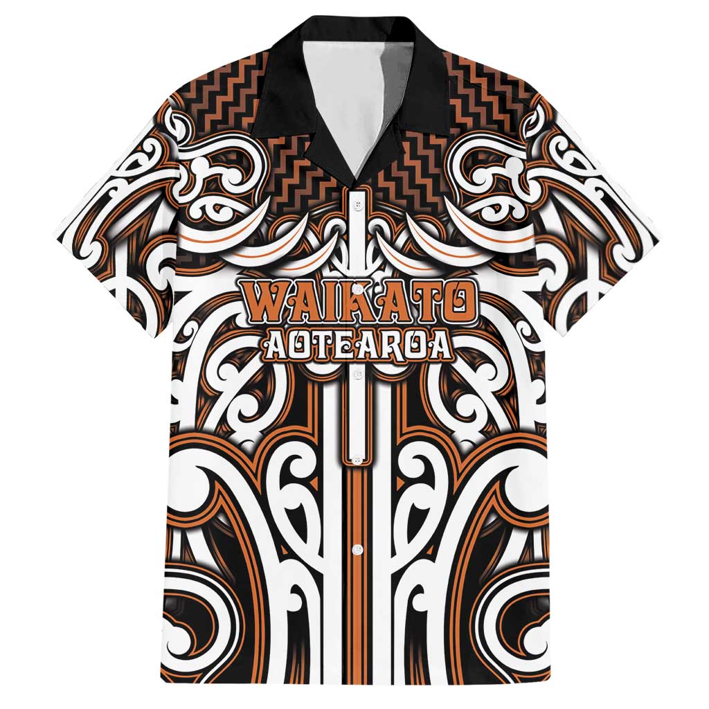 Custom Aotearoa Waikato Hawaiian Shirt Maori Tribal Pattern Mix Poutama