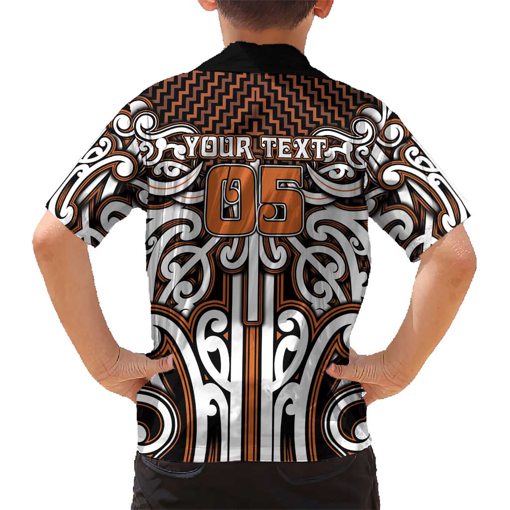 Custom Aotearoa Waikato Kid Hawaiian Shirt Maori Tribal Pattern Mix Poutama