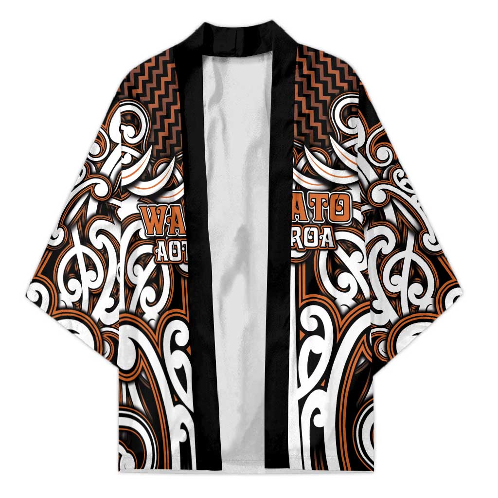 Custom Aotearoa Waikato Kimono Maori Tribal Pattern Mix Poutama LT05 Unisex Orange - Polynesian Pride