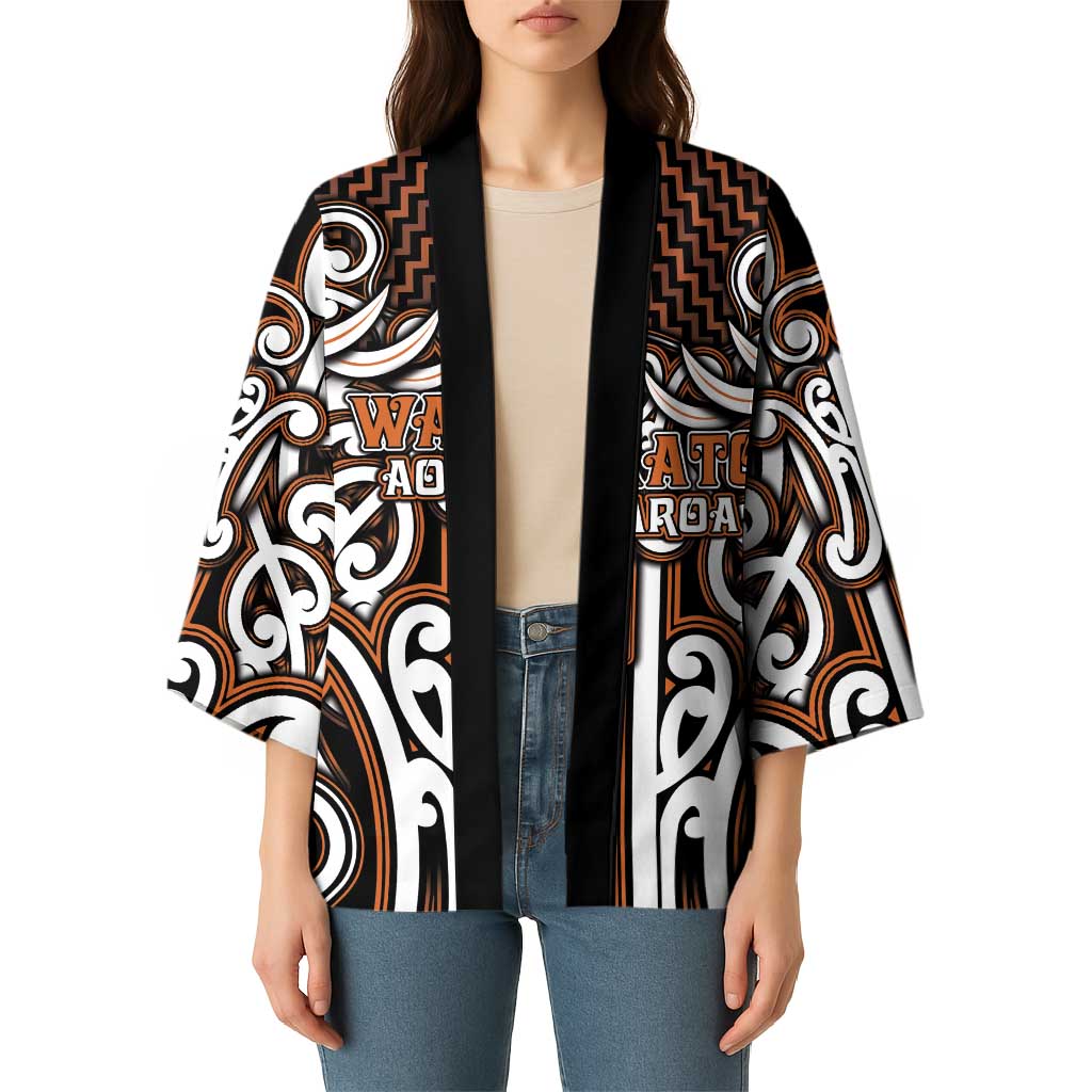 Custom Aotearoa Waikato Kimono Maori Tribal Pattern Mix Poutama