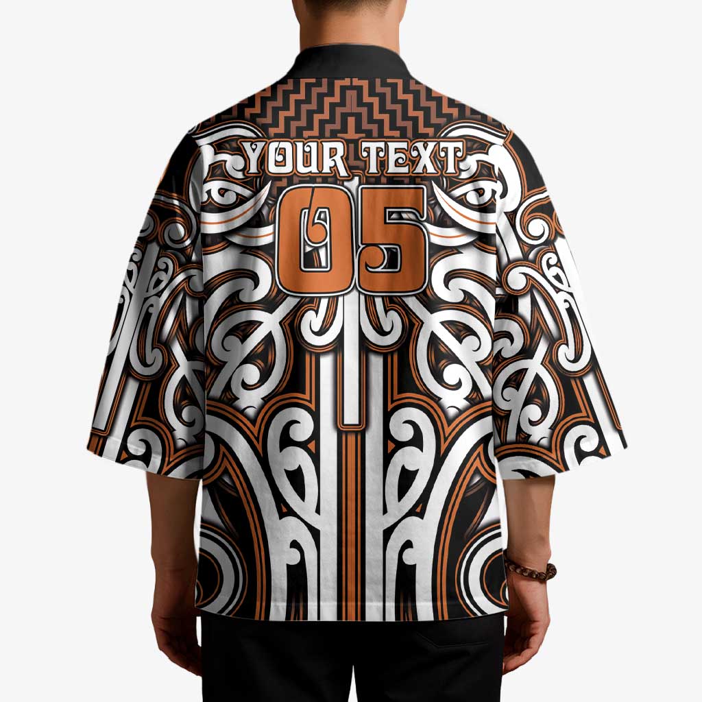 Custom Aotearoa Waikato Kimono Maori Tribal Pattern Mix Poutama