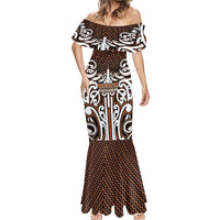 Custom Aotearoa Waikato Mermaid Dress Maori Tribal Pattern Mix Poutama