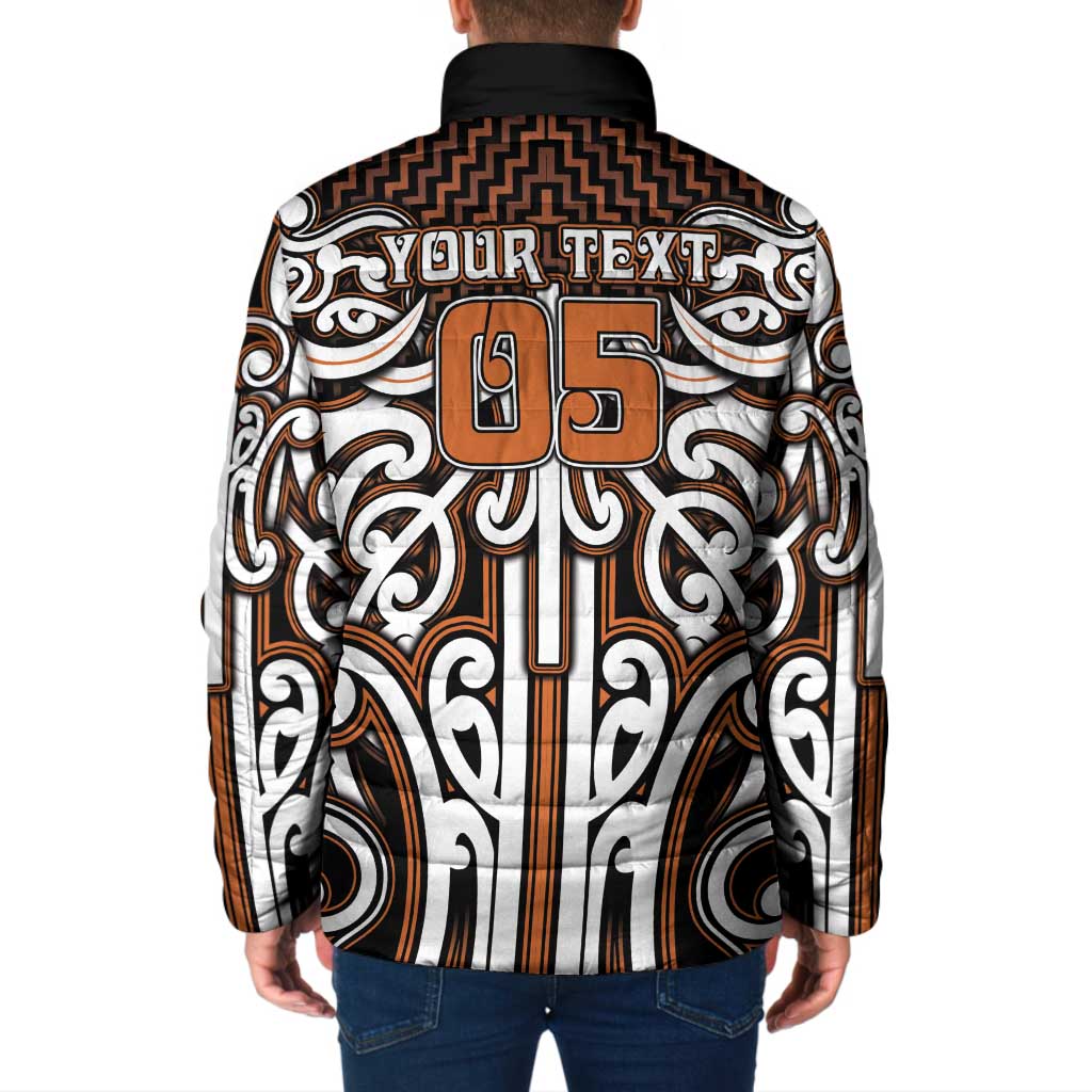 Custom Aotearoa Waikato Padded Jacket Maori Tribal Pattern Mix Poutama
