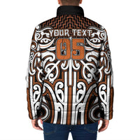 Custom Aotearoa Waikato Padded Jacket Maori Tribal Pattern Mix Poutama