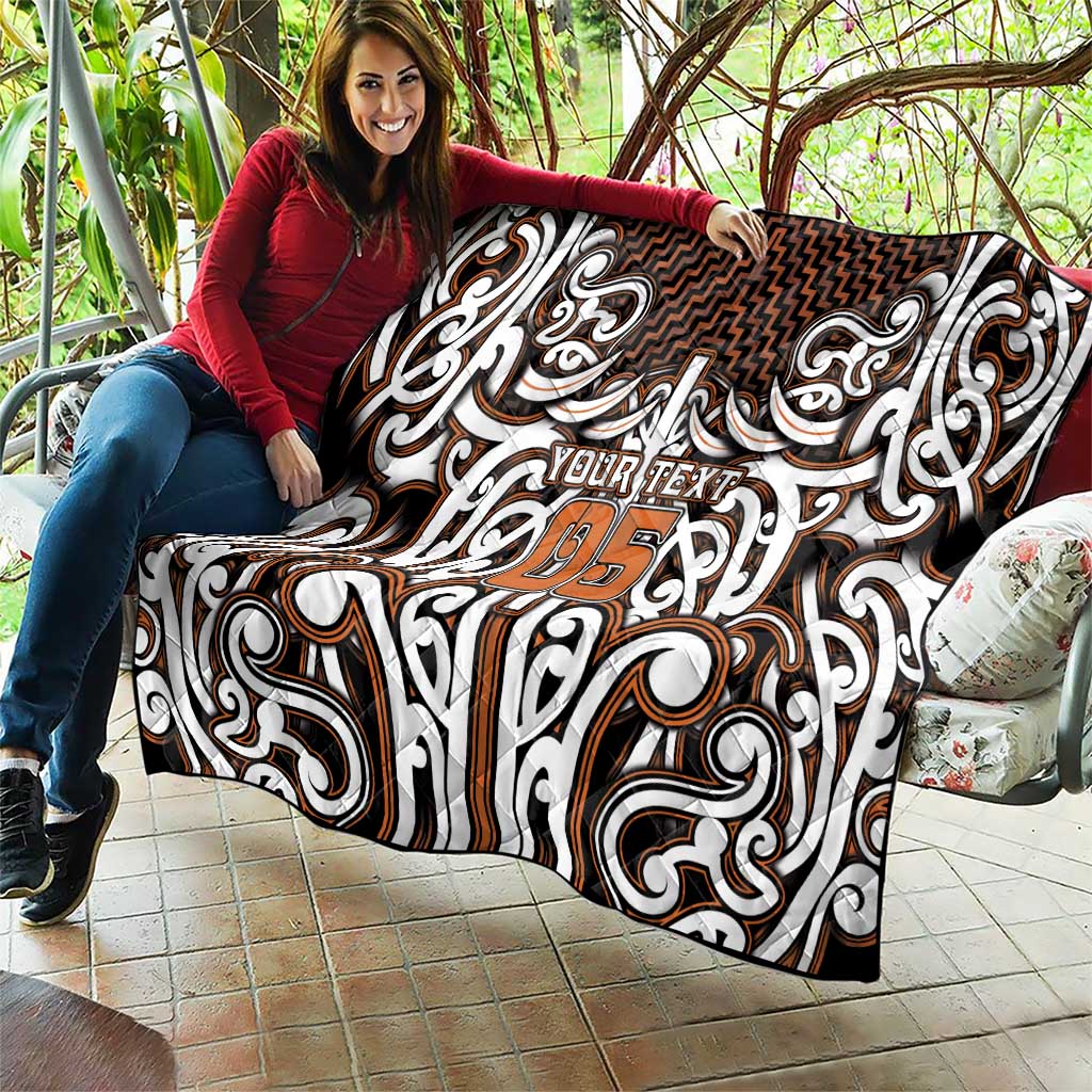 Custom Aotearoa Waikato Quilt Maori Tribal Pattern Mix Poutama
