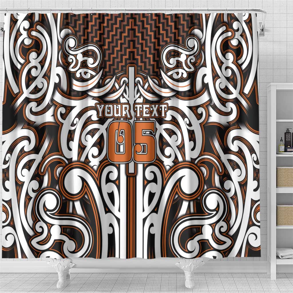 Custom Aotearoa Waikato Shower Curtain Maori Tribal Pattern Mix Poutama LT05 - Polynesian Pride