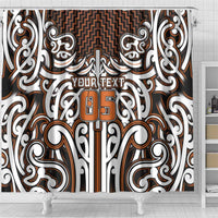 Custom Aotearoa Waikato Shower Curtain Maori Tribal Pattern Mix Poutama LT05 - Polynesian Pride