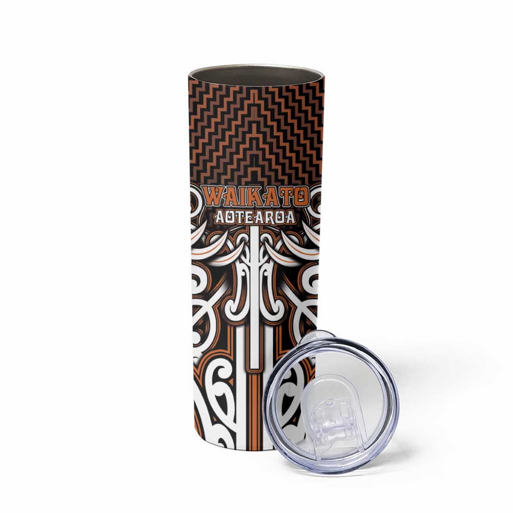 Custom Aotearoa Waikato Skinny Tumbler Maori Tribal Pattern Mix Poutama LT05 - Polynesian Pride