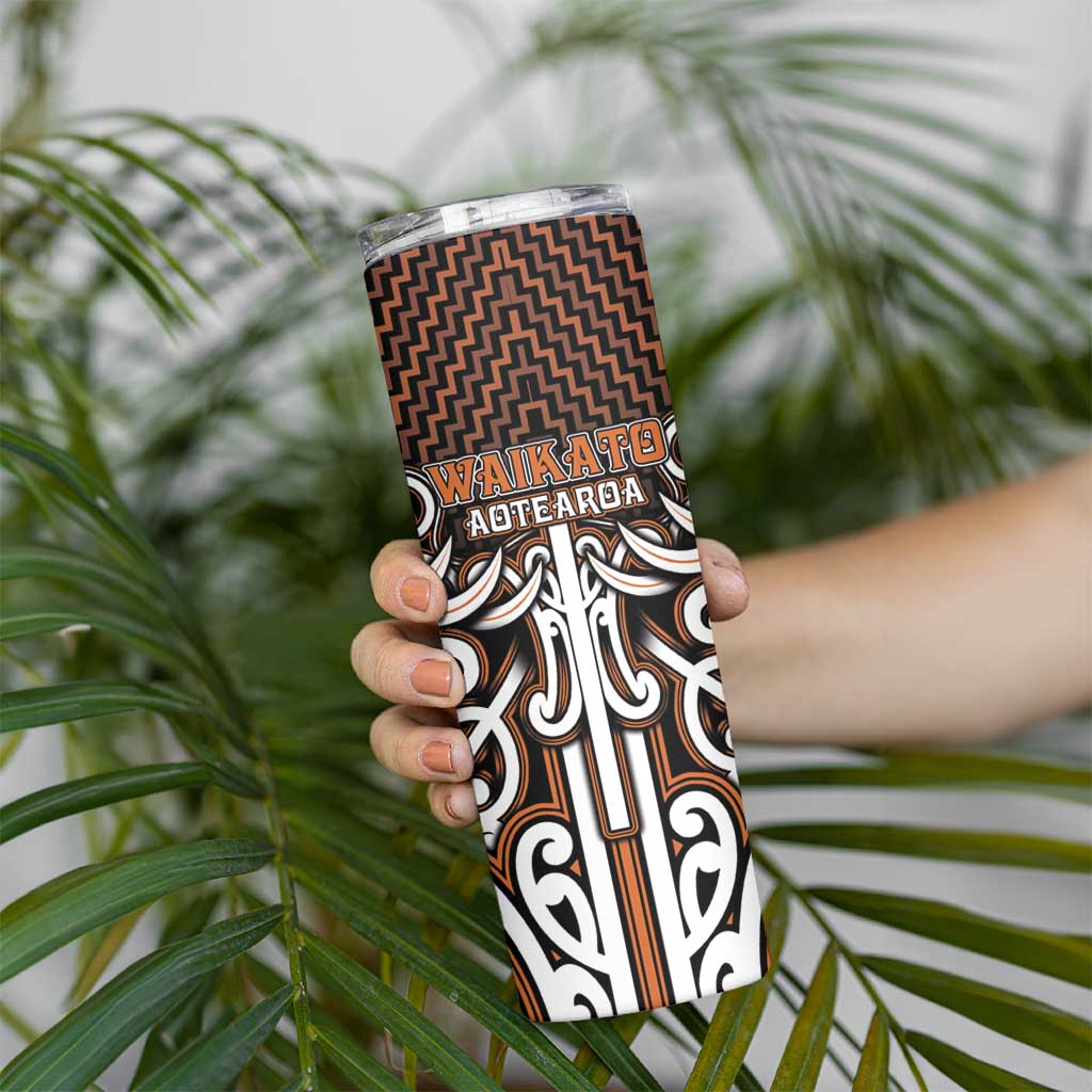 Custom Aotearoa Waikato Skinny Tumbler Maori Tribal Pattern Mix Poutama LT05 - Polynesian Pride