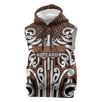 Custom Aotearoa Waikato Sleeveless Hoodie Maori Tribal Pattern Mix Poutama